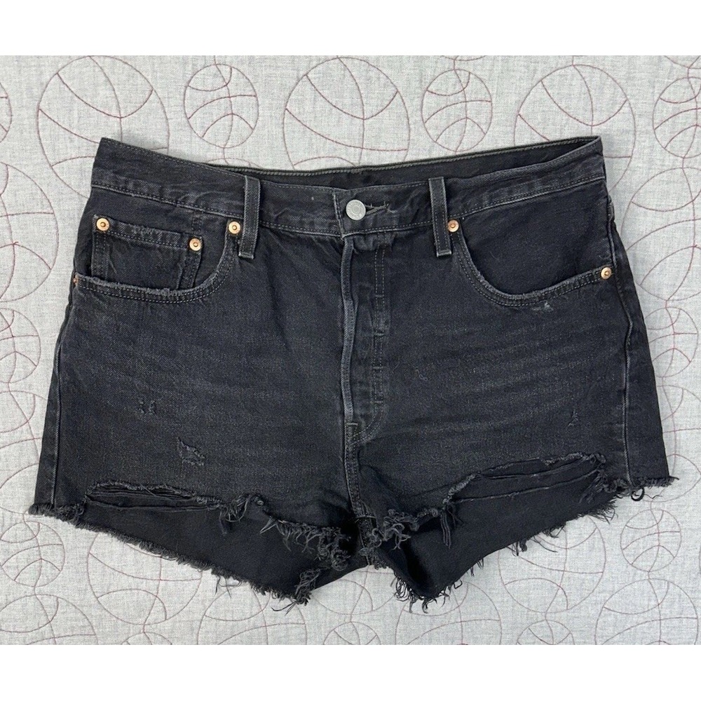 Levi Premium 501 Original Fit Black Wise Up Shorts / Women's 32‎